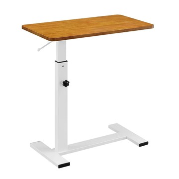 Hampton 漢汀堡 查理實木氣壓升降桌  柚木色 白腳