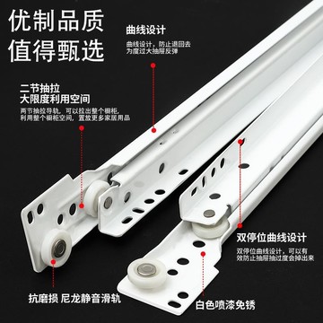 現貨-隔日達【阻尼緩衝滑軌】三截不鏽鋼抽屜軌道 抽拉式靜音設計 衣櫃傢具專用 台灣出貨