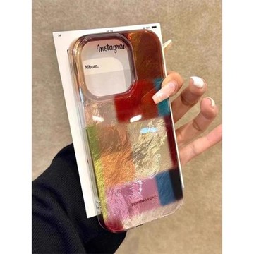 彩色方塊格紋適用蘋果16ProMax手機殼高級感超火爆款小紅書iPhone15pro防摔全包14新款13網紅小眾12閨蜜女生