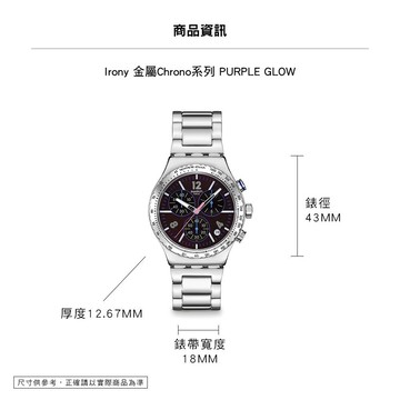 【swatch】PURPLE GLOW 金屬手錶/男錶/瑞士製造 YVS533G (43mm)