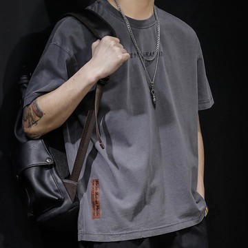 短袖 重磅t恤 男夏季寬松胖子大碼加肥加大 男士字母體恤【不二雜貨】