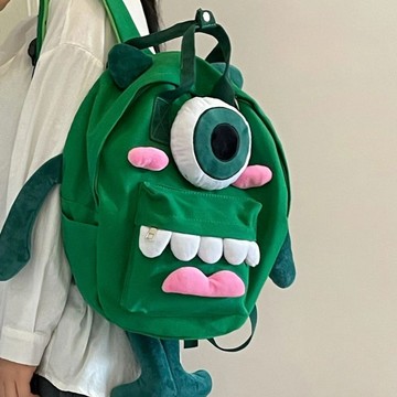 Bag House👜 獨眼搞怪書包女韓版ins卡通中學生雙肩包潮流個性帆布背包百搭後背包 書包