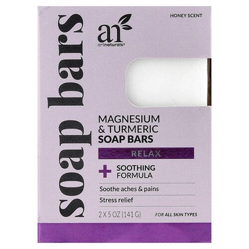 artnaturals, Magnesium & Turmeric Soap Bars, For All Skin Types, Honey, 2 Bars, 5 oz (141 g) Each