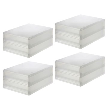 MUJI 無印良品 正反疊2段薄型PP盒  4個  透明色  37 x 26 x 16.5cm