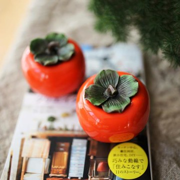 創意柿子茶葉罐陶瓷茶罐柿柿如意茶葉罐子迷你小茶罐儲茶罐密封罐