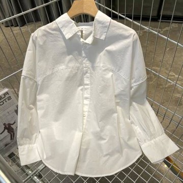 白色襯衫女長袖2025年新款早春裝百搭疊穿寬松男友風港式法式襯衣