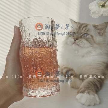 水杯簡約清新森系玻璃杯水杯 家用早餐杯 杯子女啤酒杯咖啡杯【淘夢屋】