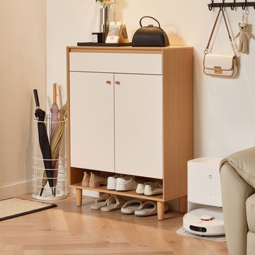 hoi!林氏木業北歐空島二門一抽鞋櫃0.8M UV3N 原木色