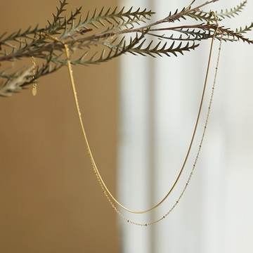 𝑺𝒎𝒂𝒍𝒍 𝑮𝒐𝒐𝒅𝒔 ♥ 高保色 簡約蛇骨圓珠雙層項鍊 頸鏈 鈦鋼項鍊 鈦鋼 雙層項鍊 項鍊女 項鍊 鎖骨項鍊 項鏈