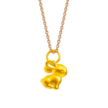 Jove gold JoveGold漾金飾 可愛兔寶立體硬金墜子 送項鍊