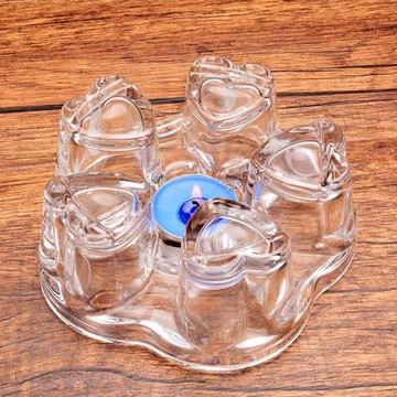 玻璃茶壺蠟燭加熱器保溫底座 花草茶具配件水晶玻璃加熱底座透明
