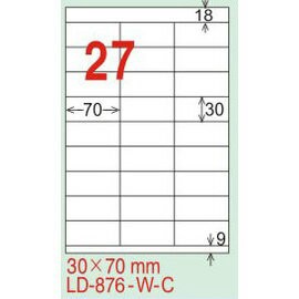 【龍德】LD-876(直角-五色) 雷射、噴墨、影印三用電腦標籤 30x70mm 20大張/包【APP滿額下單4%點數(單一帳號最高1000點)】7/31止