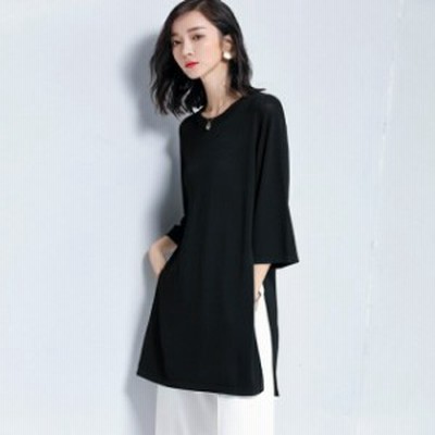 Tシャツ レディース ロングtシャツ サイドスリット ロングtシャツ ７分袖 大きいサイズ ニット ゆったり おしゃれ 着心地いい 通販 Lineポイント最大get Lineショッピング