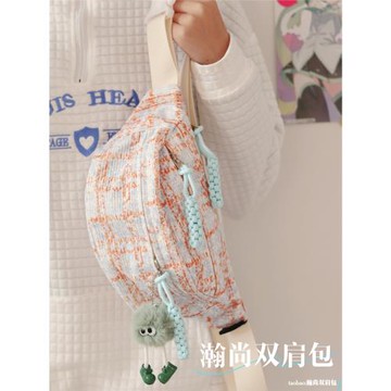 秋冬小香風格子胸包女日系ins 輕便百搭少女腰包學生運動斜挎包包