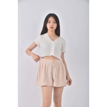 (L) zz高腰寬鬆杏色短褲二手衣