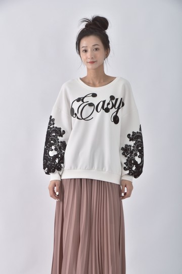 (L) beautique韓牌圓領字母白色長袖上衣