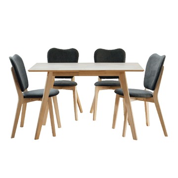 【RICHOME】艾伯特實木餐桌椅組(一桌四椅)白橡木色