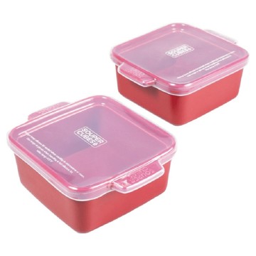 SOUPER CUBES 陶瓷烤盅2件組  酒紅色  1套