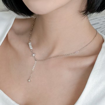 不撞款！珍珠拼接六芒星項鍊 HH0511-9【現貨】