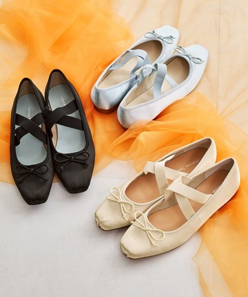 鬆緊繫帶緞面芭蕾舞鞋  (51113)