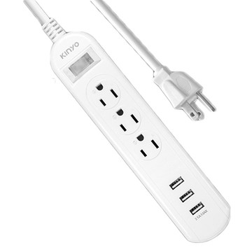 KINYO 1總開關 6插座 3孔插座 3埠USB充電孔3.5A 安全延長線 6尺1.8m