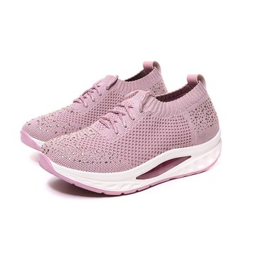 HANG TEN 專利足弓氣墊鞋 女鞋 保庇天后 王彩樺代言 休閒 針織 彈力 美腿 水鑽 透氣 排濕 減壓鞋墊 櫻花粉