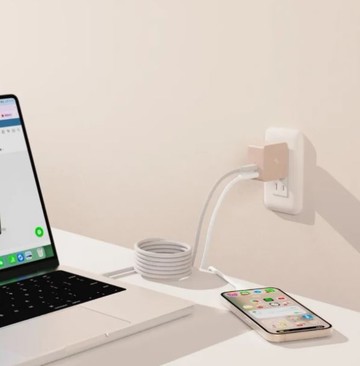 奶茶色限定快充組合 - Allite A1 65W 雙孔氮化鎵快充 + Easy Cable 磁吸收納編織快充線