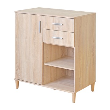 《HOPMA》美背伍德單門二抽廚房櫃 台灣製造 電器收納櫃 中島餐櫃 微波爐置物-淺橡(漂流)木