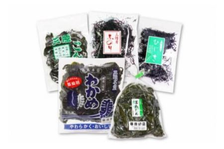 三陸産 海藻 5種セット わかめ 茎わかめ ひじき ふのり 昆布 [さんりくみらい 宮城県 気仙沼市 20562635]