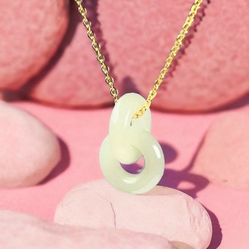 【永恆同心】冰種翡翠環環相扣項鍊 | 天然緬甸玉A貨翡翠 |送禮