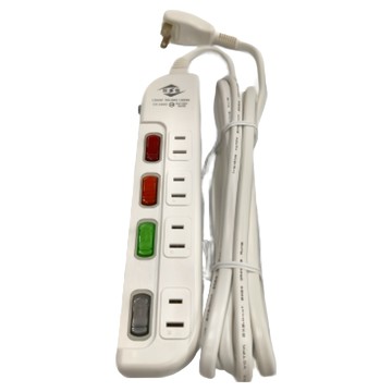 WeiTien 威電 過載斷電4開4座電源線組 2孔  2.7m  白色  1組