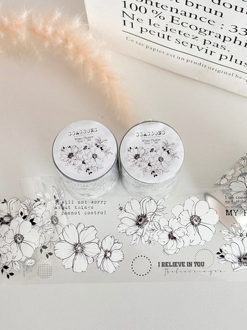 白色花卉 PET 膠帶