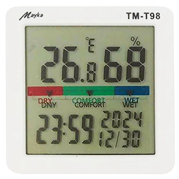 Mayka 明家 彩屏萬年曆溫濕度計 TM-T98 時鐘 精準清晰 自動感應 可磁吸 可立桌 可懸掛  白色  1個