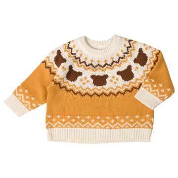 akachan honpo - 針織休閒上衣-小熊-黃色