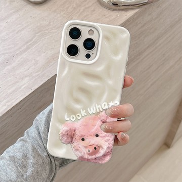iPhone17ProMax質感隕石保護殼 側邊探頭小豬 蘋果16 15 14 13 12 精準大孔孔位 防撞防摔軟殼
