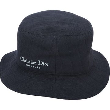 DIOR 迪奧 Couture 字母刺繡條紋羊毛漁夫帽(海軍藍)