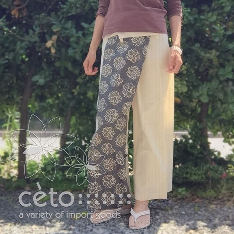 タイパンツ サイドプリント ロング丈 ナチュラル アジアン エスニック メンズ レディース 男女兼用 フィッシャーマンパンツ 通販 Lineポイント最大get Lineショッピング