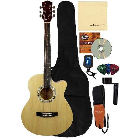 Vault EA-20 Full-Size Cutaway Acoustic Guitar Natural Bundle with Gig Bag, Tuner, Picks, Strap, and String Winder