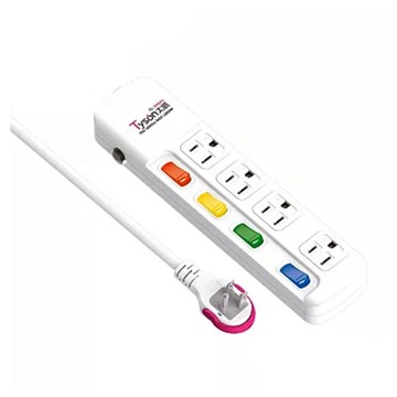 太順電業 3孔4切4插座延長線 TS-344AS 過載自動斷電保護 耐熱 防火機身  1.8m  白色  1個