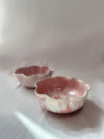 陶瓷手工 | 粉紅櫻花色陶碗 (一對2隻)