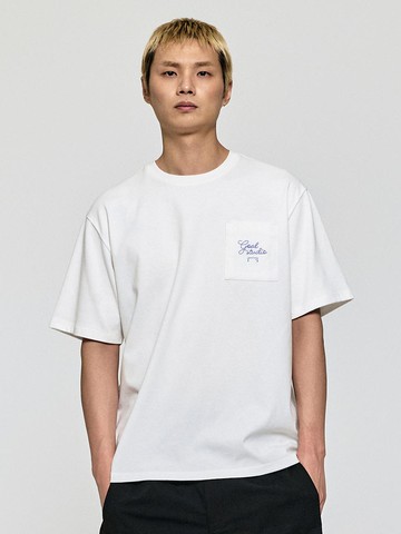 Air Mesh Loose Fit Graffiti Logo T-Shirt [Beige]