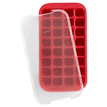 LeKue 方塊製冰盒 1個 胭紅色 32格 - 方便收納 一次製作多個冰塊  34 x 18.7cm