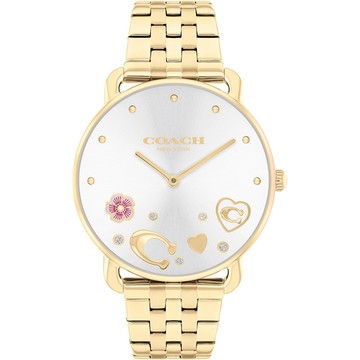 COACH Elliot 愛心C字山茶花女錶-金/36mm CO14504349