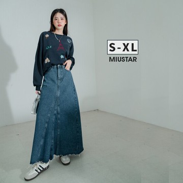 現貨★FSY高腰側前車線A字無彈性牛仔長裙(共1色，S-XL)1112 【NP3215】