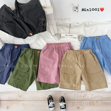🌈✨mix1001夏日推薦必選款👍木釦純色彈力短褲✨兒童百搭彈性5分 5-17