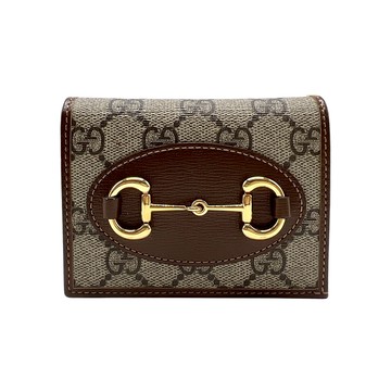 GUCCI Horsebit 1955馬銜暗釦卡夾/短夾(621887-咖)
