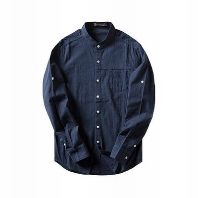Ealmenn メンズ スタンドカラーシャツ リネン Yシャツ バンドカラーシャツ 綿麻 無地 麻シャツ 通勤シャツ 襟なし 立襟シャツ 通販 Lineポイント最大get Lineショッピング
