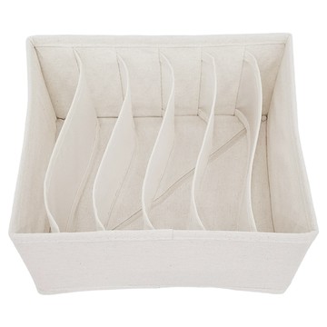 SHIMOYAMA 新款布藝6格分隔內衣收納盒 可水洗  XL(面寬30cm)  1個  布藝