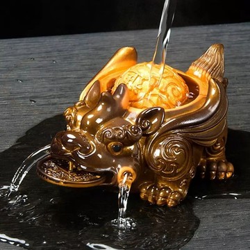 茶宠 变色 摆件【變色招財】茶寵小孩噴水茶寵擺件蟾蜍精品招財貔貅茶桌茶臺茶具配件變色寵物