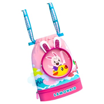 LEMONKID 檸檬寶寶 兒童乾濕分離游泳包 立體卡通圖案 防水防潑  33 x 39 x 13.5cm  花瓣粉小兔  1個